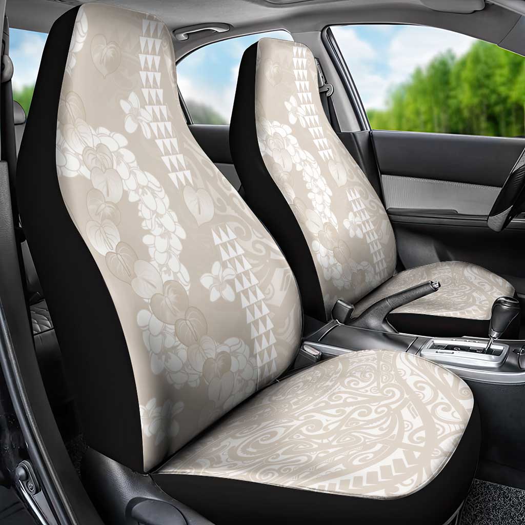 Suede Beige Hawaii Anthurium Plumeria Lei Car Seat Cover