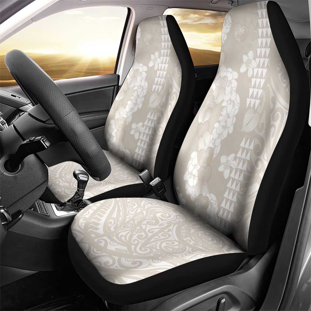 Suede Beige Hawaii Anthurium Plumeria Lei Car Seat Cover