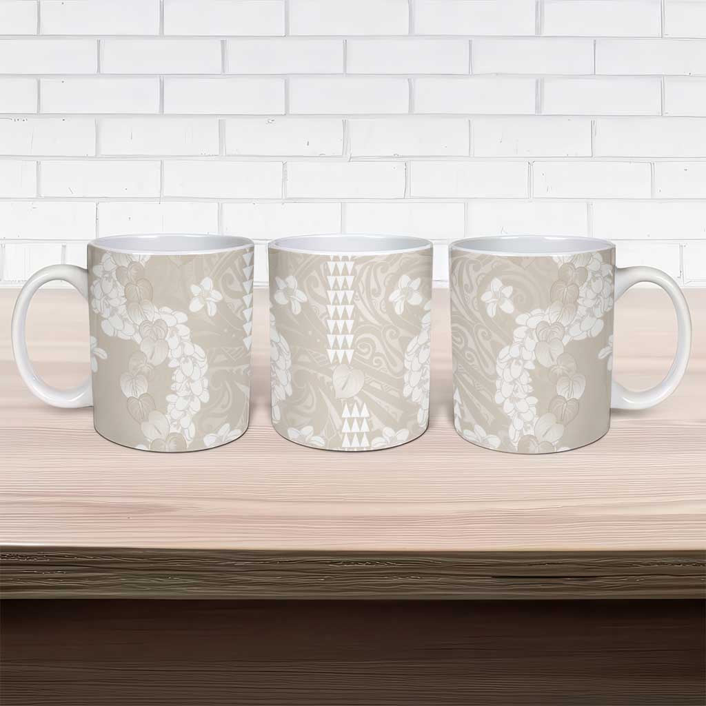 Suede Beige Hawaii Anthurium Plumeria Lei Ceramic Mug LT9 - Polynesian Pride