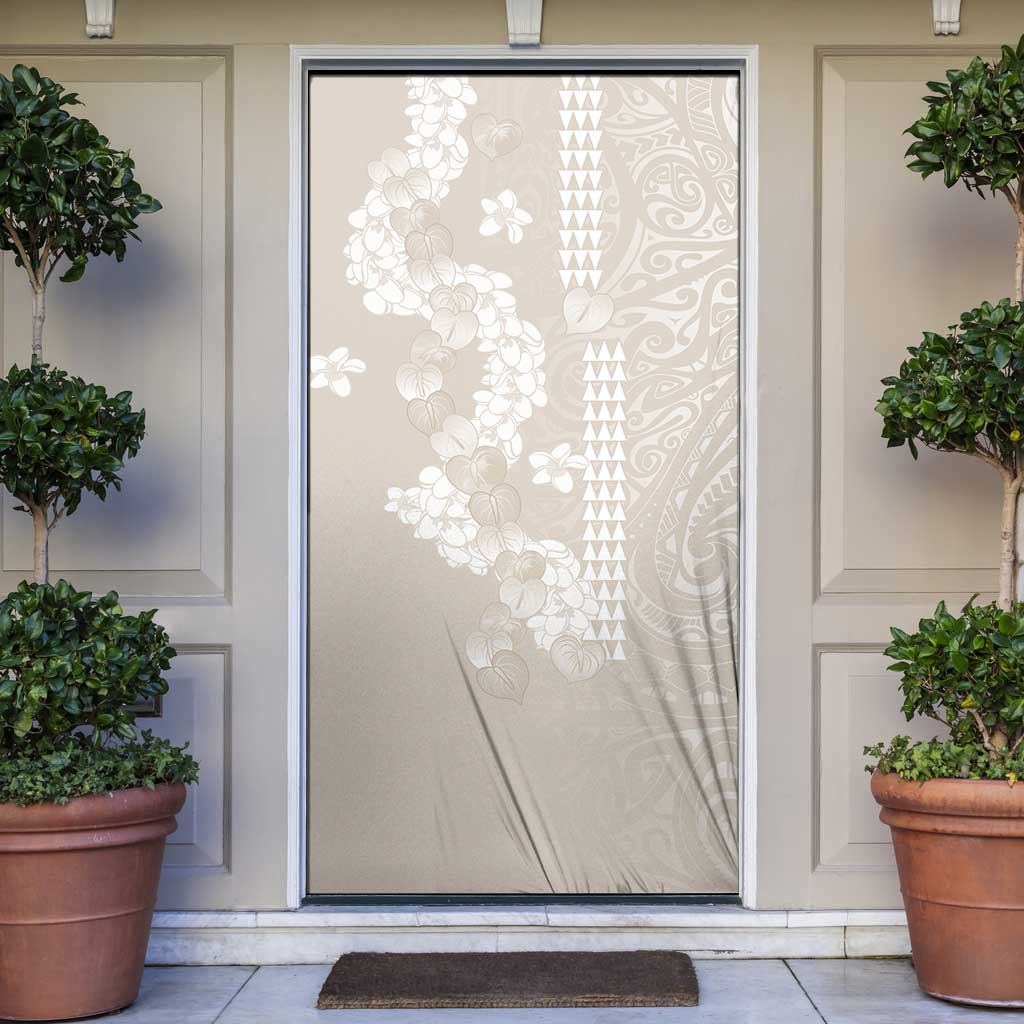 Suede Beige Hawaii Anthurium Plumeria Lei Door Cover