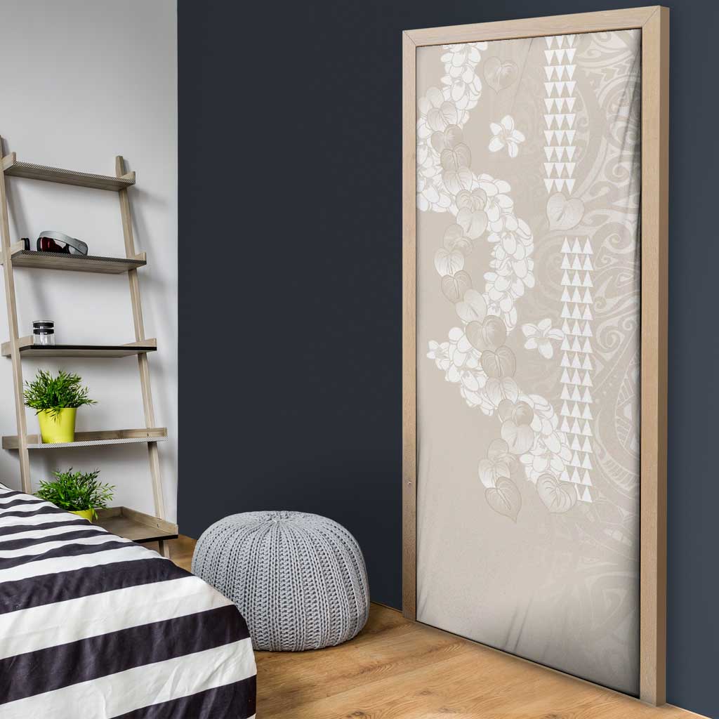 Suede Beige Hawaii Anthurium Plumeria Lei Door Cover LT9 - Polynesian Pride