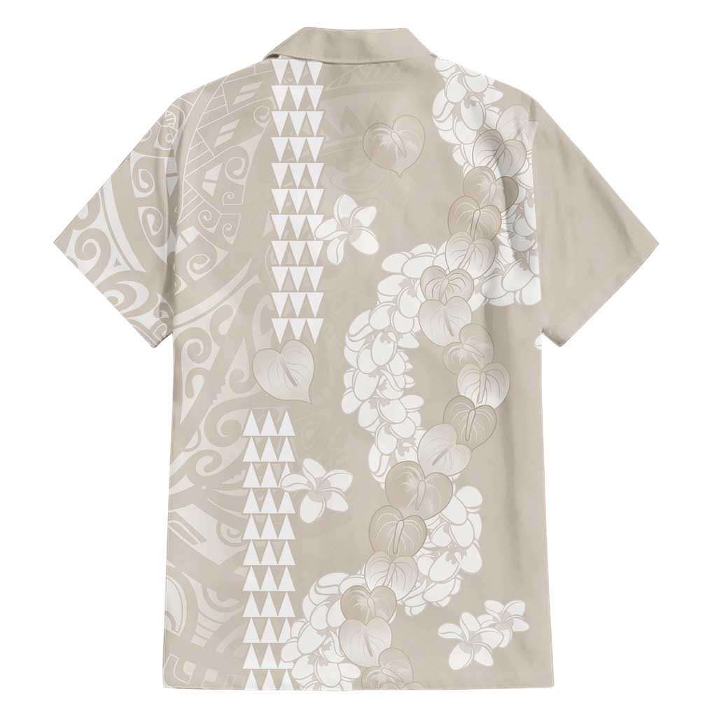Suede Beige Hawaii Anthurium Plumeria Lei Family Matching Short Sleeve Bodycon Dress and Hawaiian Shirt