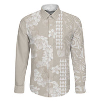 Suede Beige Hawaii Anthurium Plumeria Lei Family Matching Short Sleeve Bodycon Dress and Hawaiian Shirt