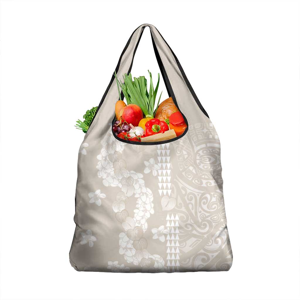 Suede Beige Hawaii Anthurium Plumeria Lei Grocery Bag LT9 1-pack One Size Beige - Polynesian Pride