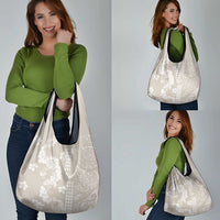 Suede Beige Hawaii Anthurium Plumeria Lei Grocery Bag LT9 - Polynesian Pride