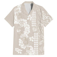 Suede Beige Hawaii Anthurium Plumeria Lei Hawaiian Shirt