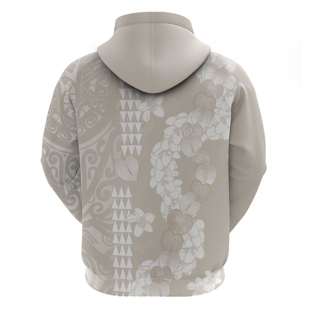 Suede Beige Hawaii Anthurium Plumeria Lei Hoodie LT9 - Polynesian Pride