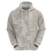 Suede Beige Hawaii Anthurium Plumeria Lei Hoodie LT9 - Polynesian Pride