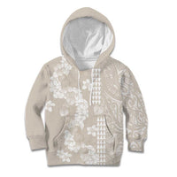 Suede Beige Hawaii Anthurium Plumeria Lei Kid Hoodie LT9 Hoodie Beige - Polynesian Pride