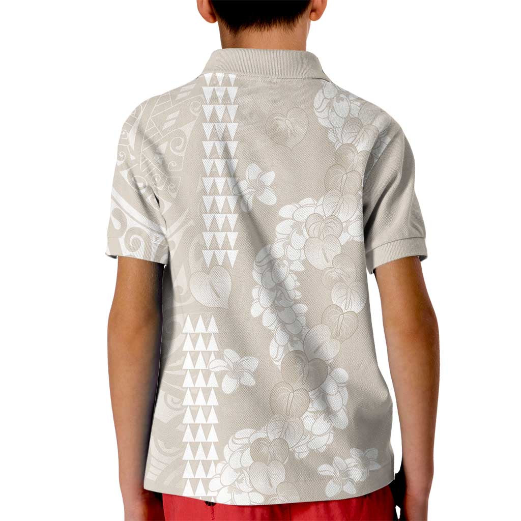 Suede Beige Hawaii Anthurium Plumeria Lei Kid Polo Shirt LT9 - Polynesian Pride