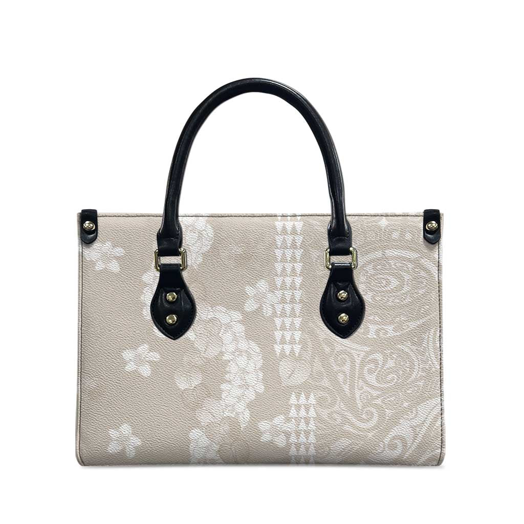 Suede Beige Hawaii Anthurium Plumeria Lei Leather Bag LT9 - Polynesian Pride