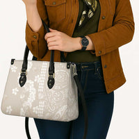 Suede Beige Hawaii Anthurium Plumeria Lei Leather Bag LT9 - Polynesian Pride
