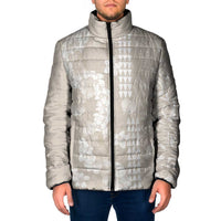 Suede Beige Hawaii Anthurium Plumeria Lei Padded Jacket LT9 Men Beige - Polynesian Pride