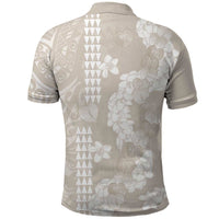 Suede Beige Hawaii Anthurium Plumeria Lei Polo Shirt LT9 - Polynesian Pride
