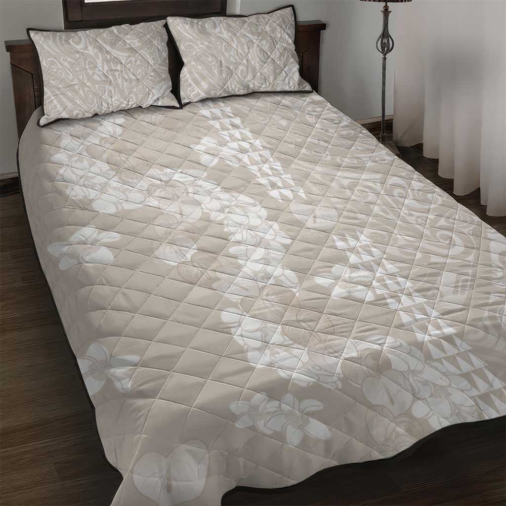 Suede Beige Hawaii Anthurium Plumeria Lei Quilt Bed Set LT9 Beige - Polynesian Pride
