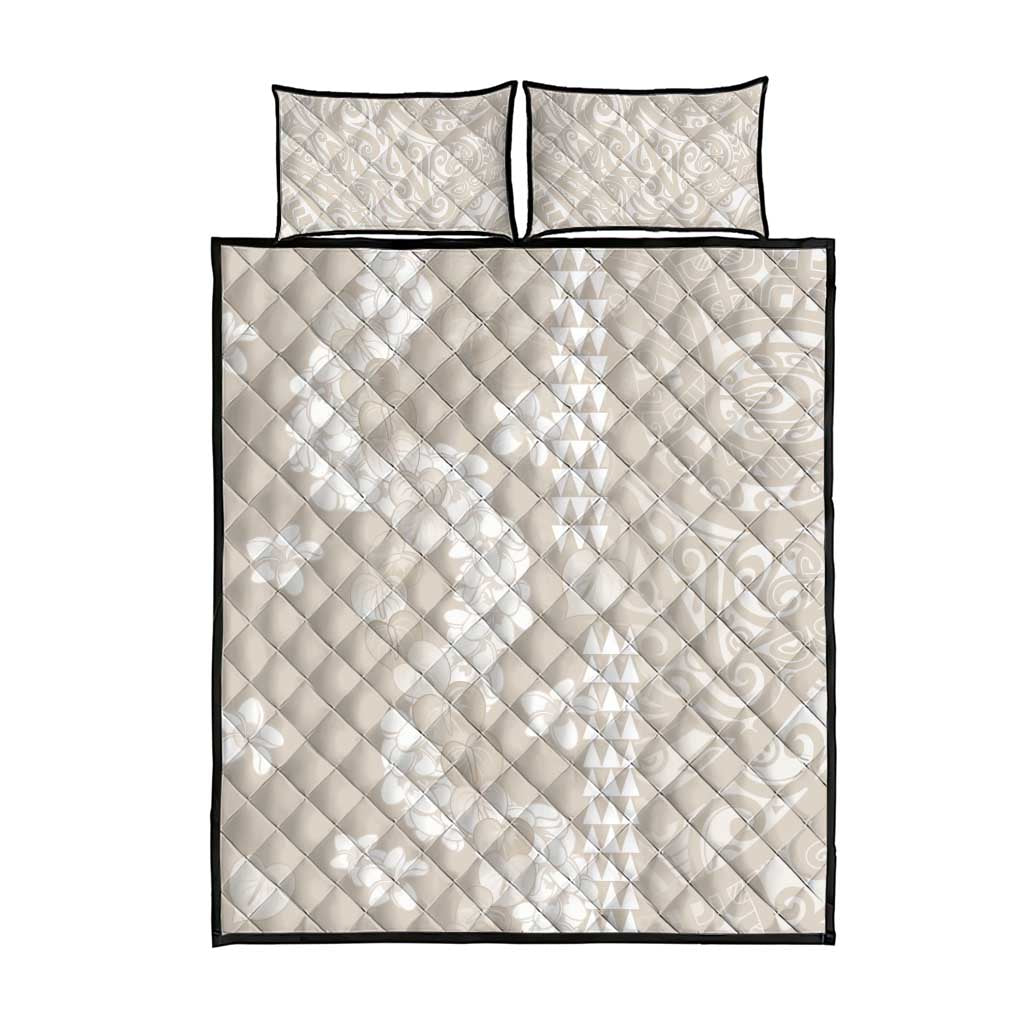 Suede Beige Hawaii Anthurium Plumeria Lei Quilt Bed Set LT9 - Polynesian Pride