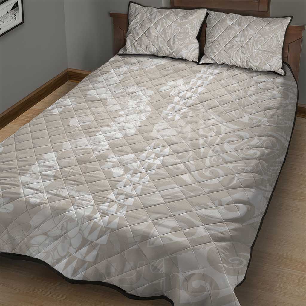 Suede Beige Hawaii Anthurium Plumeria Lei Quilt Bed Set LT9 - Polynesian Pride