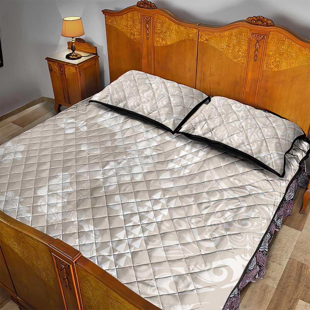 Suede Beige Hawaii Anthurium Plumeria Lei Quilt Bed Set LT9 - Polynesian Pride