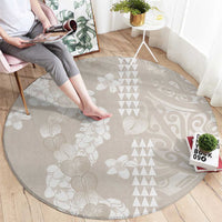 Suede Beige Hawaii Anthurium Plumeria Lei Round Carpet LT9 - Polynesian Pride