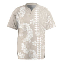 Suede Beige Hawaii Anthurium Plumeria Lei Rugby Jersey LT9 Beige - Polynesian Pride