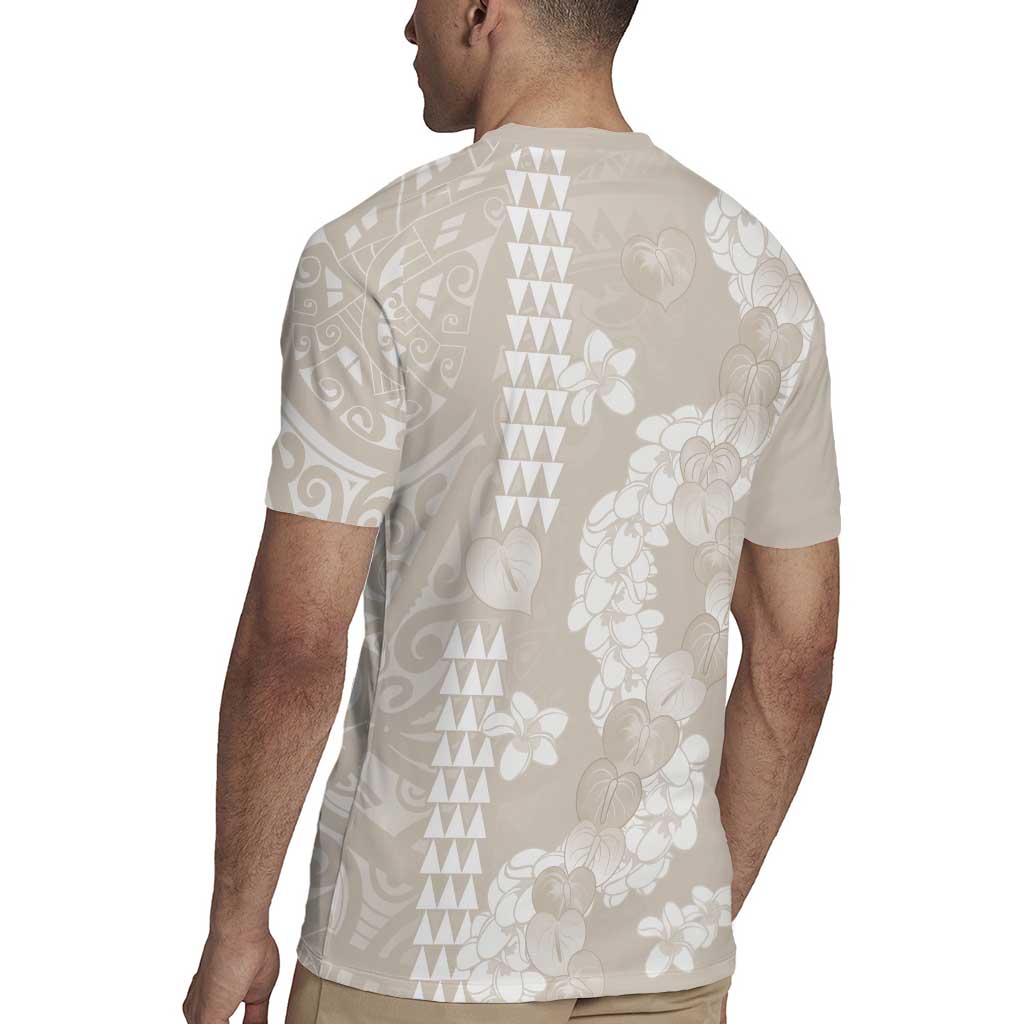Suede Beige Hawaii Anthurium Plumeria Lei Rugby Jersey LT9 - Polynesian Pride
