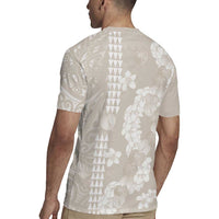 Suede Beige Hawaii Anthurium Plumeria Lei Rugby Jersey LT9 - Polynesian Pride