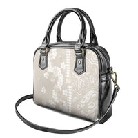 Suede Beige Hawaii Anthurium Plumeria Lei Shoulder Handbag LT9 - Polynesian Pride
