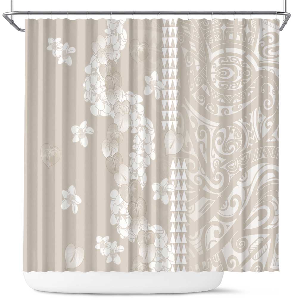 Suede Beige Hawaii Anthurium Plumeria Lei Shower Curtain