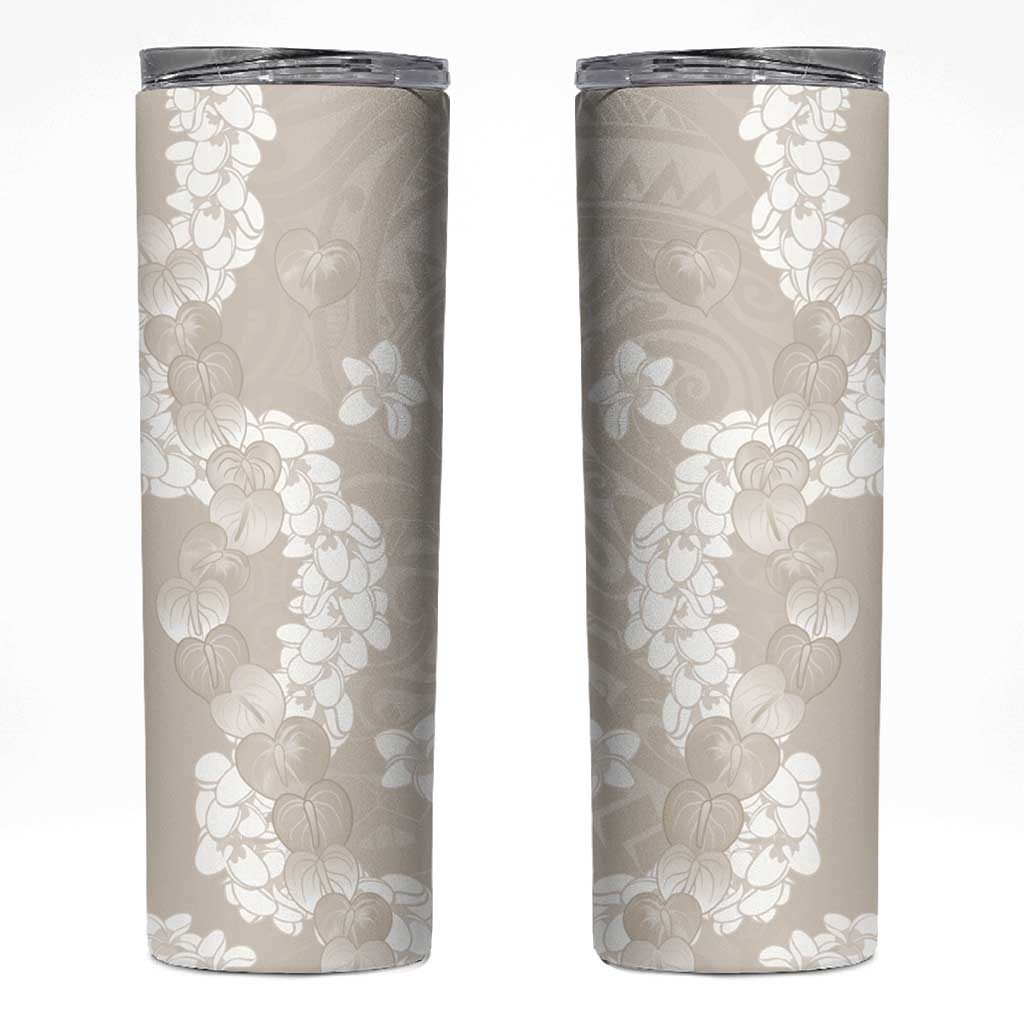 Suede Beige Hawaii Anthurium Plumeria Lei Skinny Tumbler LT9 Beige - Polynesian Pride