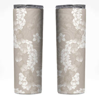 Suede Beige Hawaii Anthurium Plumeria Lei Skinny Tumbler LT9 Beige - Polynesian Pride