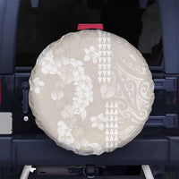 Suede Beige Hawaii Anthurium Plumeria Lei Spare Tire Cover LT9 No hole Beige - Polynesian Pride