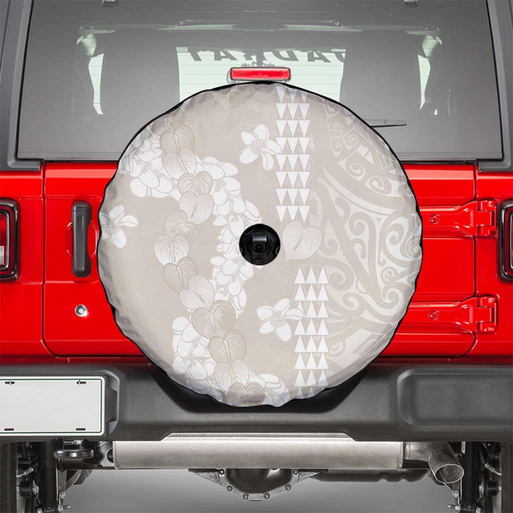 Suede Beige Hawaii Anthurium Plumeria Lei Spare Tire Cover LT9 - Polynesian Pride
