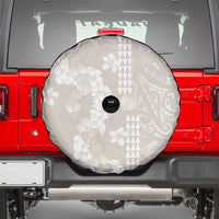 Suede Beige Hawaii Anthurium Plumeria Lei Spare Tire Cover LT9 - Polynesian Pride
