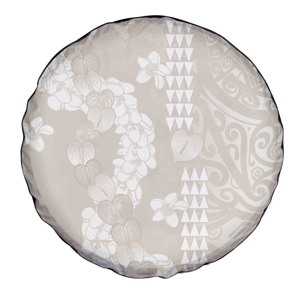 Suede Beige Hawaii Anthurium Plumeria Lei Spare Tire Cover LT9 - Polynesian Pride