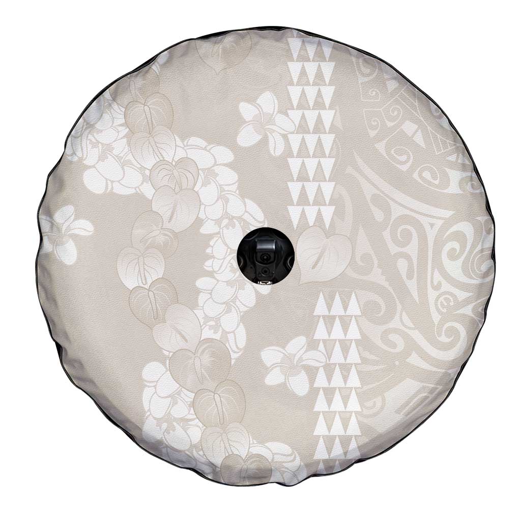 Suede Beige Hawaii Anthurium Plumeria Lei Spare Tire Cover LT9 - Polynesian Pride