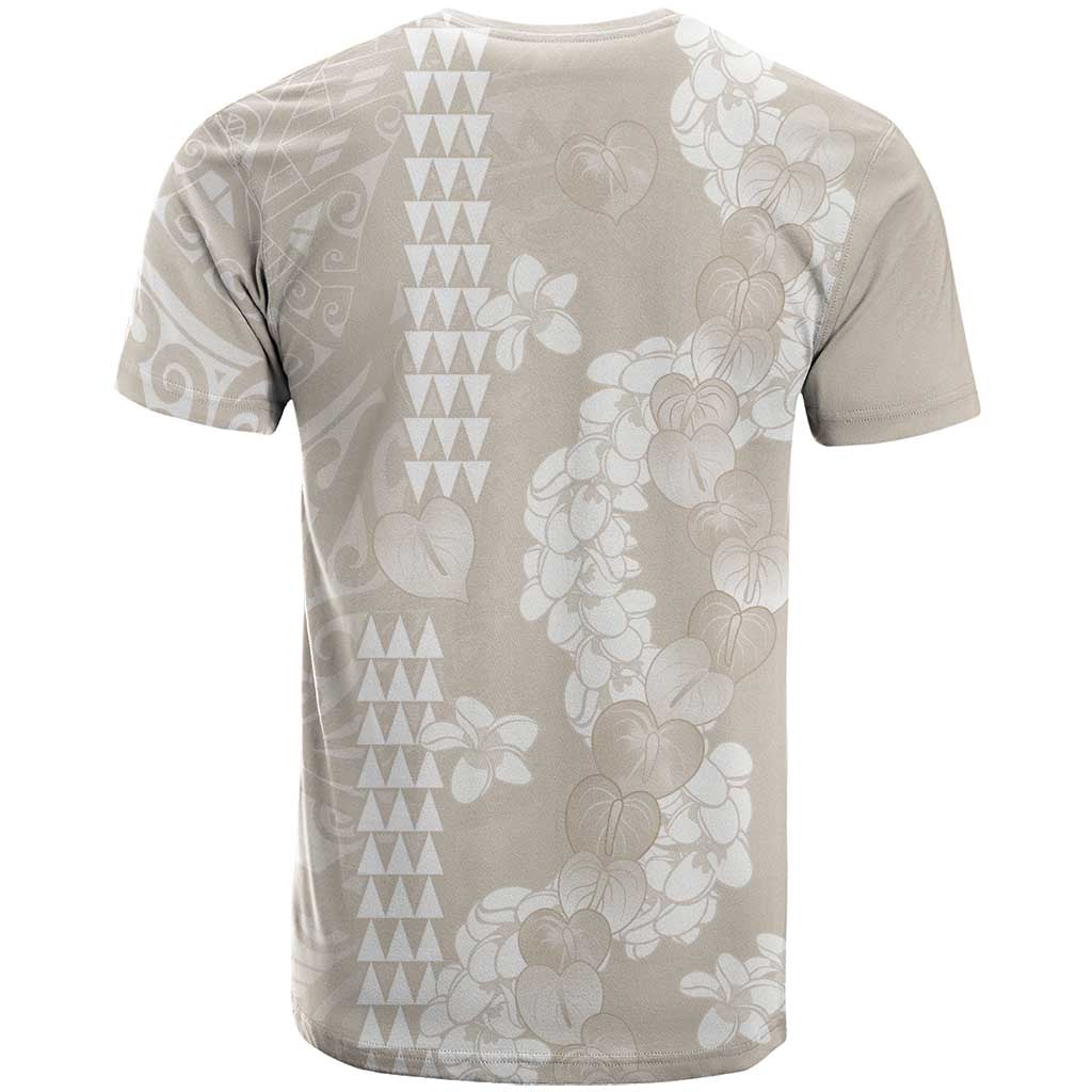 Suede Beige Hawaii Anthurium Plumeria Lei T Shirt LT9 - Polynesian Pride