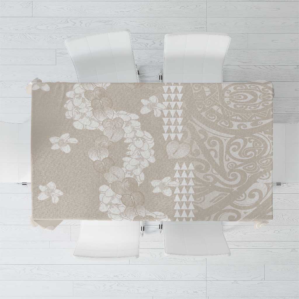 Suede Beige Hawaii Anthurium Plumeria Lei Tablecloth LT9 Beige - Polynesian Pride