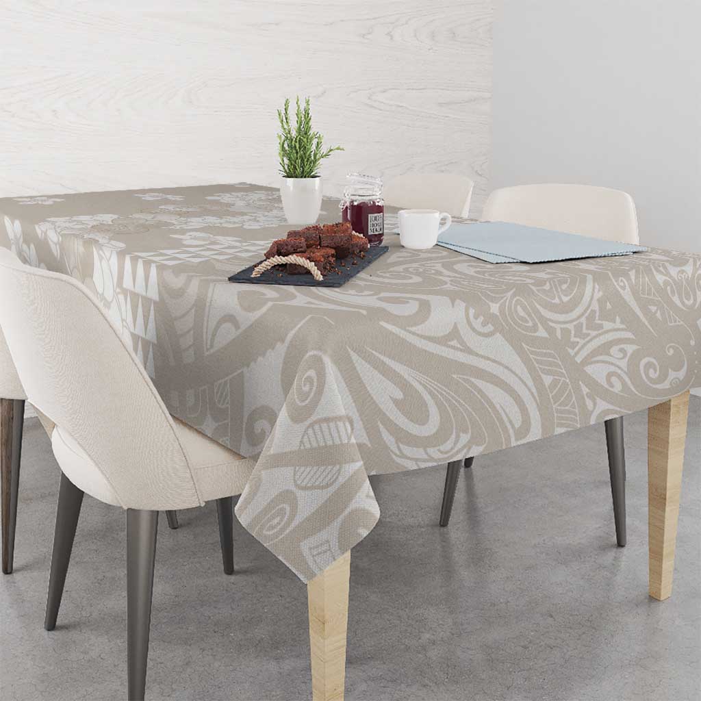 Suede Beige Hawaii Anthurium Plumeria Lei Tablecloth LT9 - Polynesian Pride