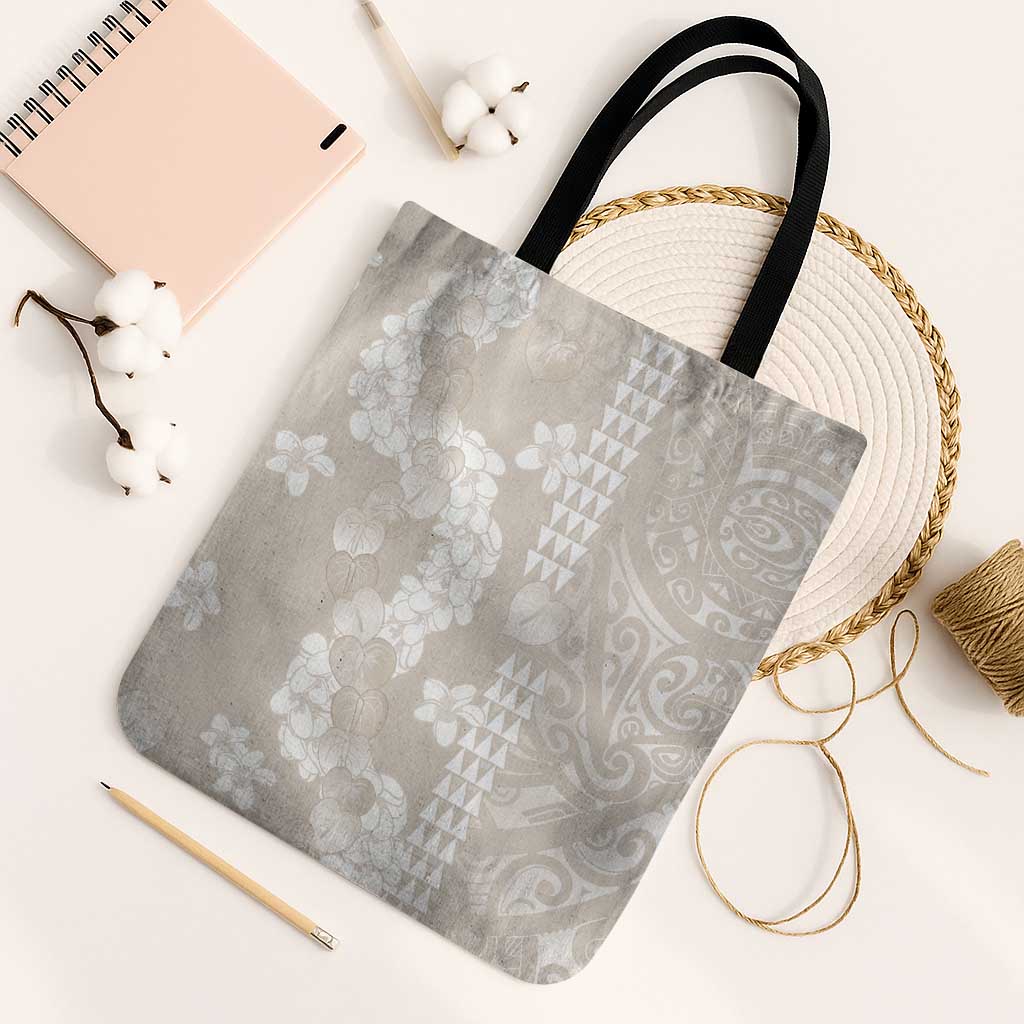 Suede Beige Hawaii Anthurium Plumeria Lei Tote Bag LT9 Black Strap One Size Beige - Polynesian Pride
