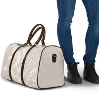 Suede Beige Hawaii Anthurium Plumeria Lei Travel Bag LT9 - Polynesian Pride