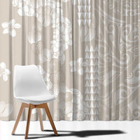 Suede Beige Hawaii Anthurium Plumeria Lei Window Curtain LT9 - Polynesian Pride