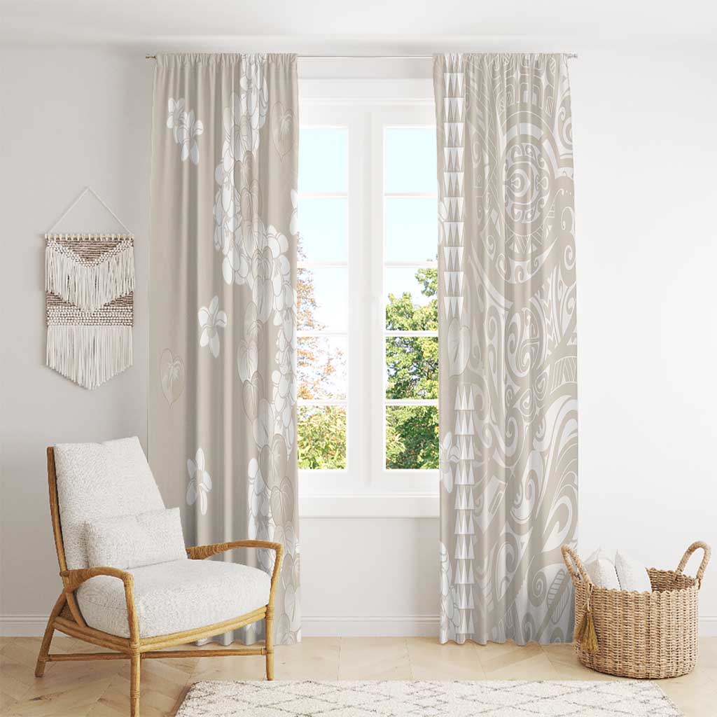 Suede Beige Hawaii Anthurium Plumeria Lei Window Curtain LT9 - Polynesian Pride