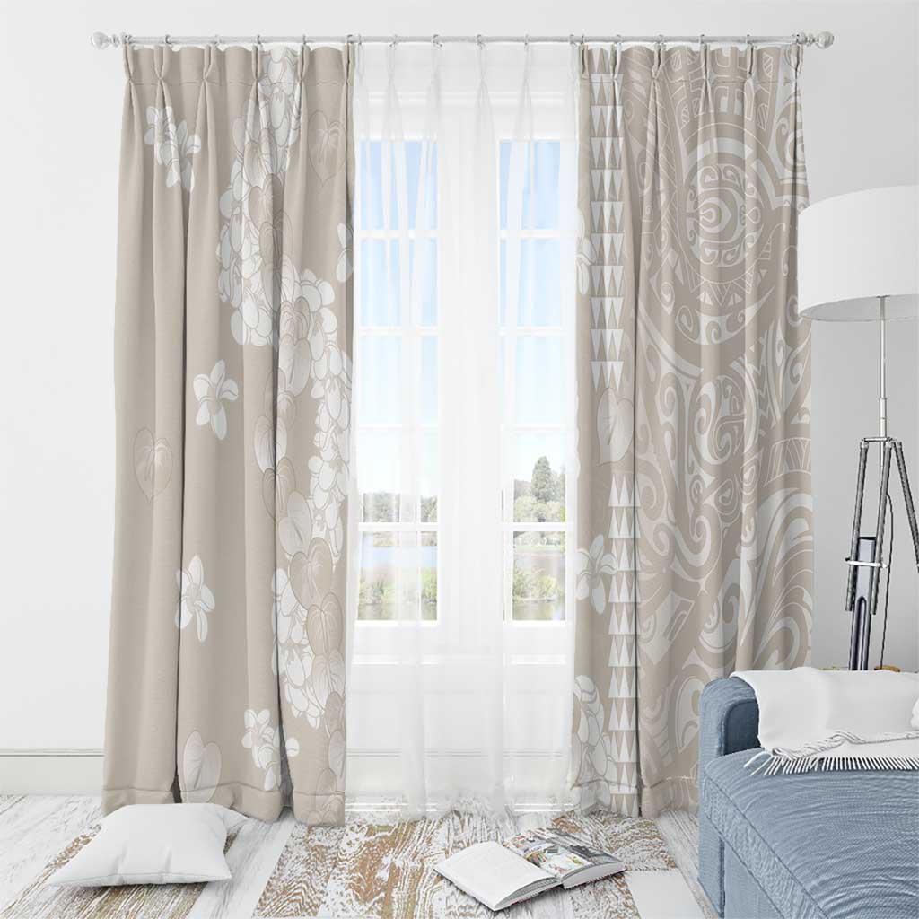 Suede Beige Hawaii Anthurium Plumeria Lei Window Curtain LT9 - Polynesian Pride