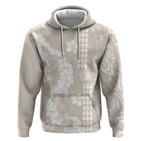 Suede Beige Hawaii Anthurium Plumeria Lei Zip Hoodie LT9 Pullover Hoodie Beige - Polynesian Pride