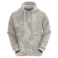 Suede Beige Hawaii Anthurium Plumeria Lei Zip Hoodie LT9 - Polynesian Pride