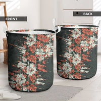 Hawaii Tartan With Hibiscus Laundry Basket Polynesian Pattern Vintage LT9 - Polynesian Pride