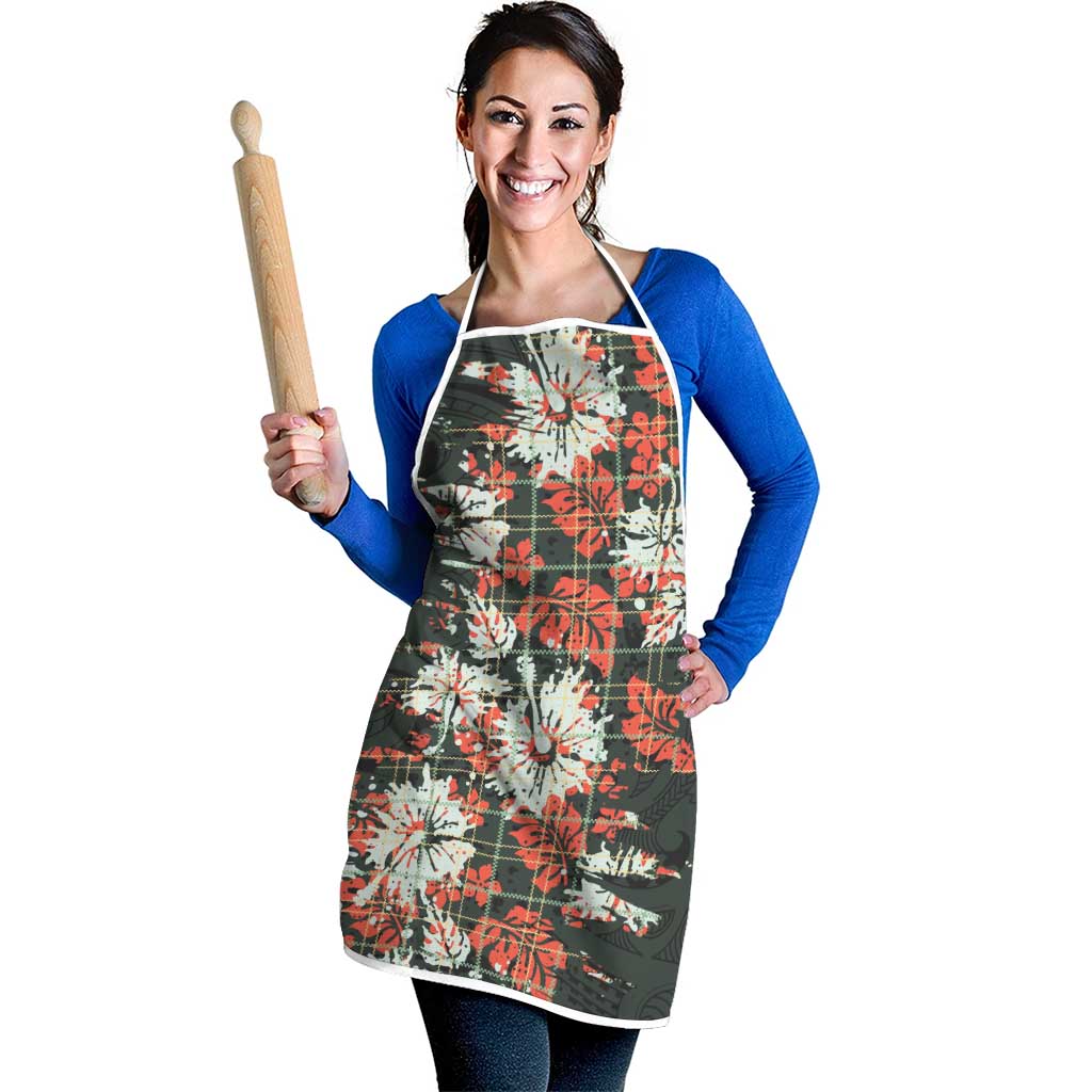 Hawaii Tartan With Hibiscus Apron Polynesian Pattern Vintage LT9 - Polynesian Pride