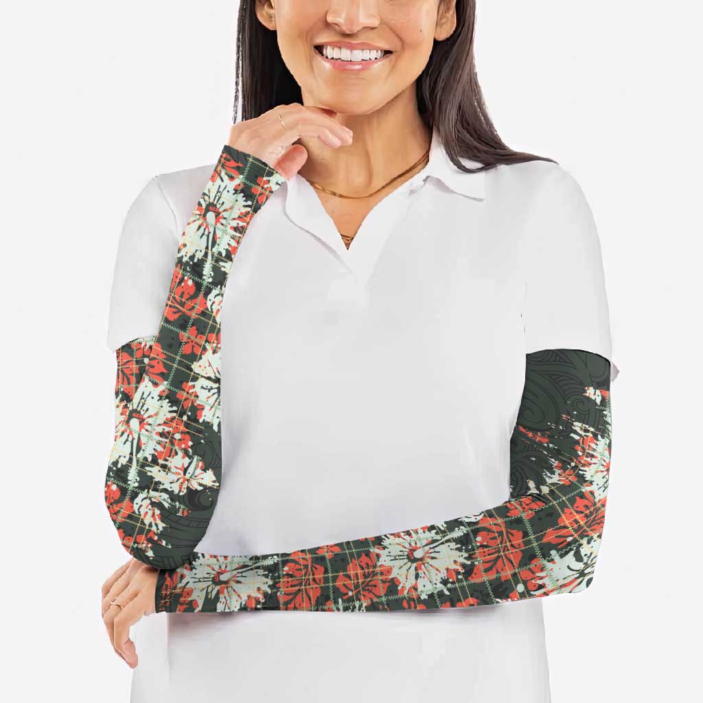 Hawaii Tartan With Hibiscus Arm Sleeves Polynesian Pattern Vintage LT9 - Polynesian Pride