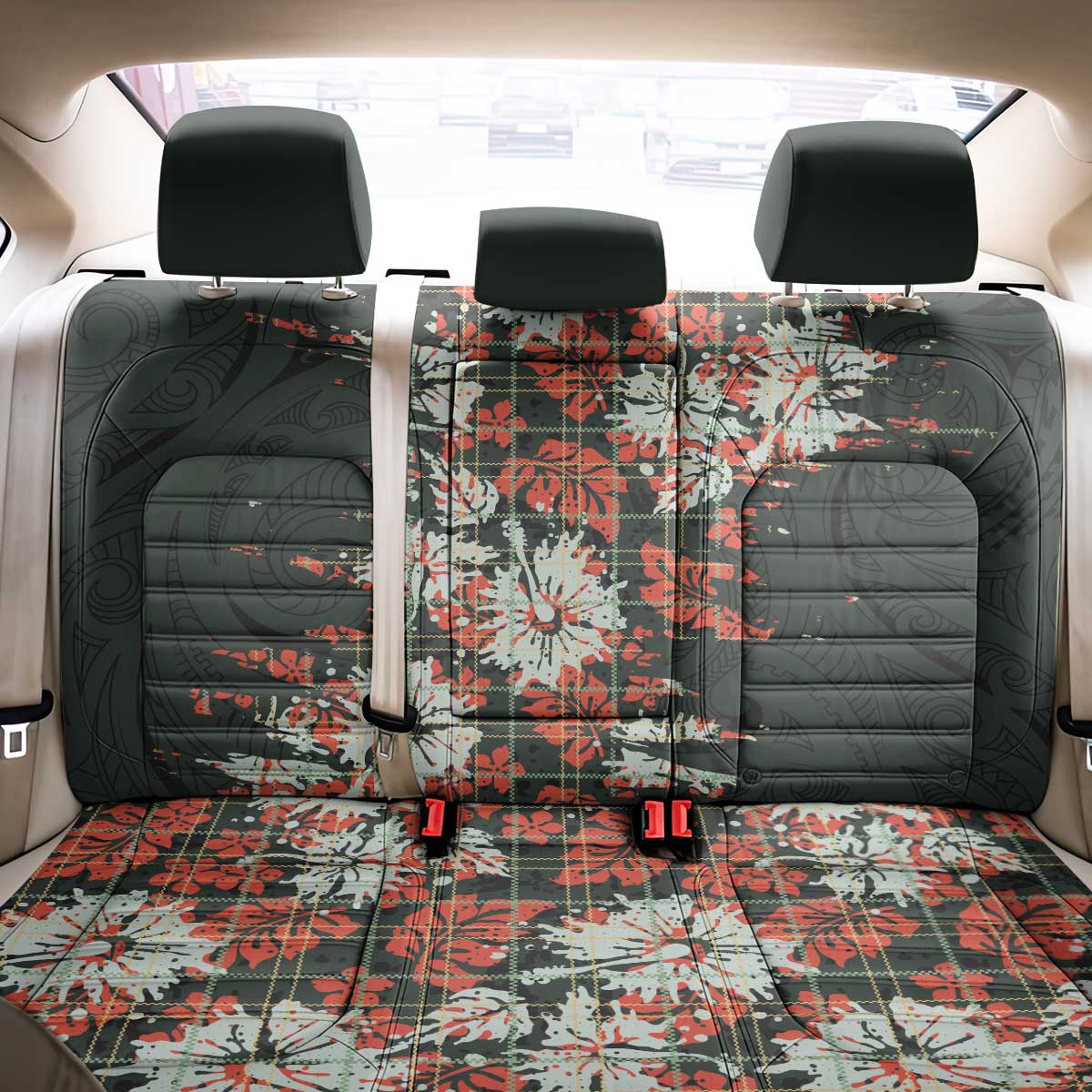 Hawaii Tartan With Hibiscus Back Car Seat Cover Polynesian Pattern Vintage LT9 - Polynesian Pride