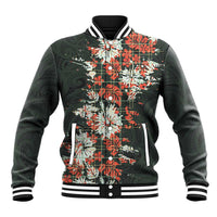 Hawaii Tartan With Hibiscus Baseball Jacket Polynesian Pattern Vintage LT9 Unisex Dark Green - Polynesian Pride